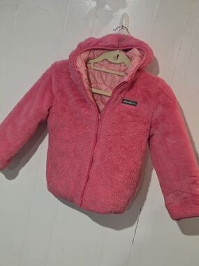 Gurl's Eddie Bauer Pink Fuzzy/Puffer Reversible Hooded Jacket
